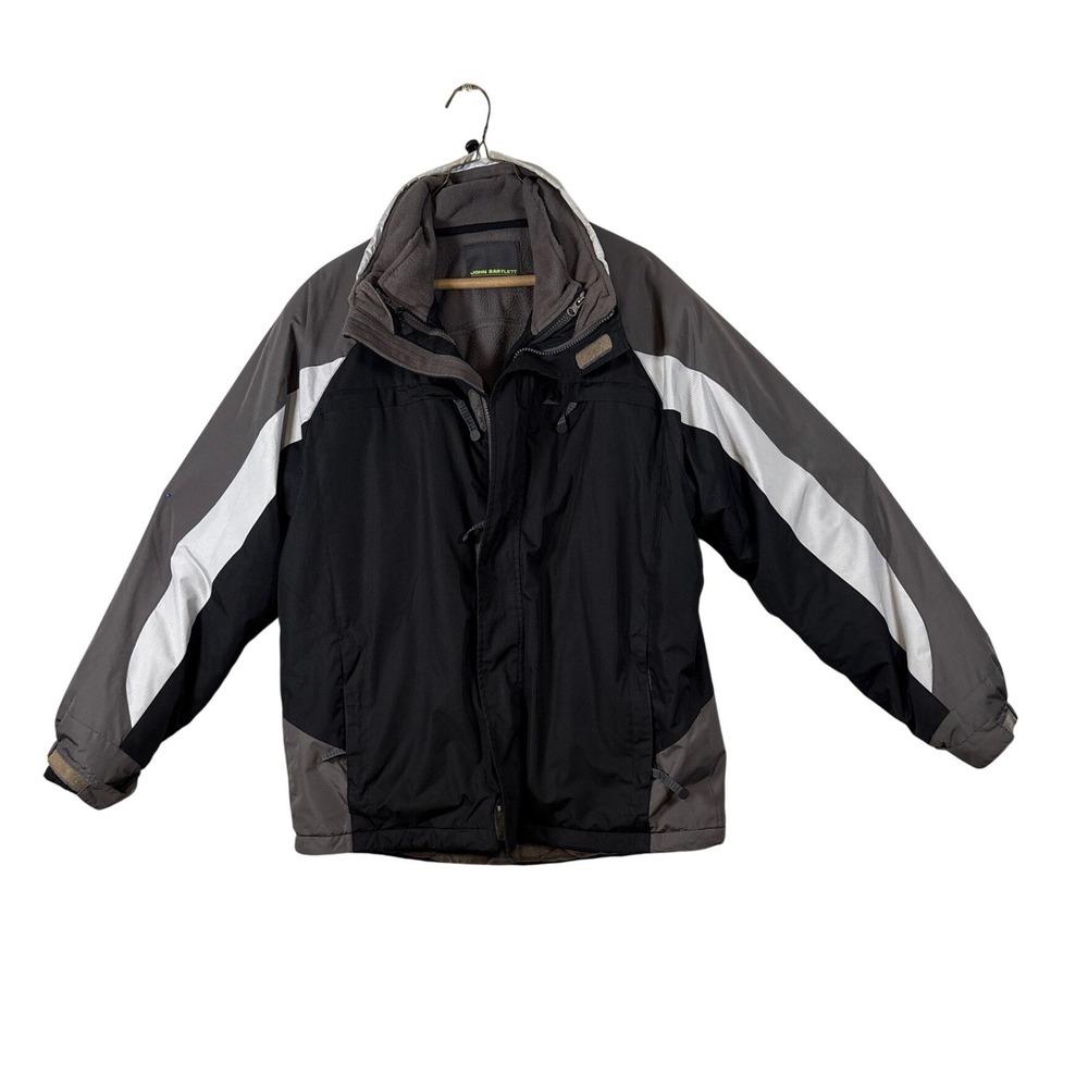 John Bartlett Statements Mens Ski Jacket Black Grey White Colorblock Puffer M